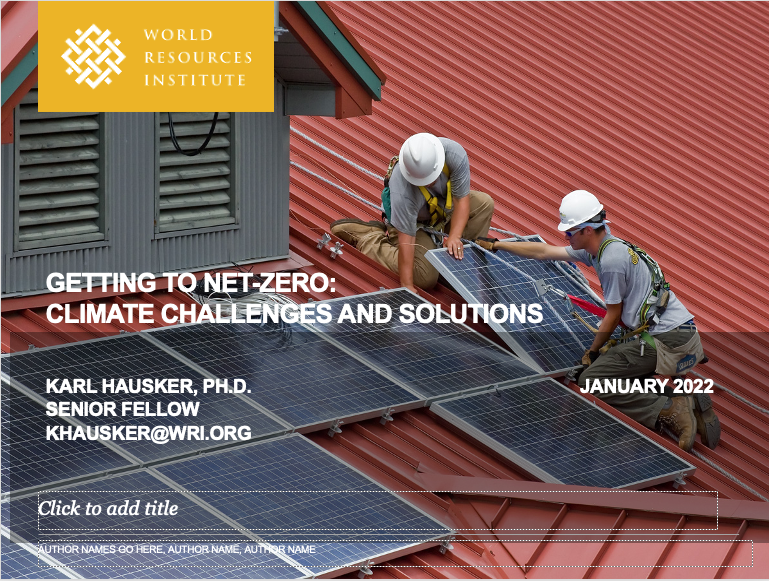 Getting to Net Zero - Dr Hausker's Presentation Deck January 20, 2022